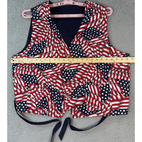 American Flag Patriotic Vest Mens Handmade Gold Buttons - Picture 4 of 10
